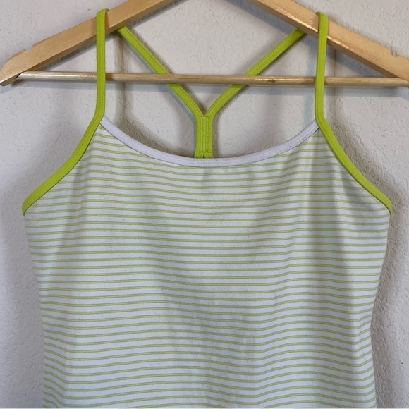 Lululemon Power Y Tank Lime Green Stripe Size 10 - Picture 2 of 10